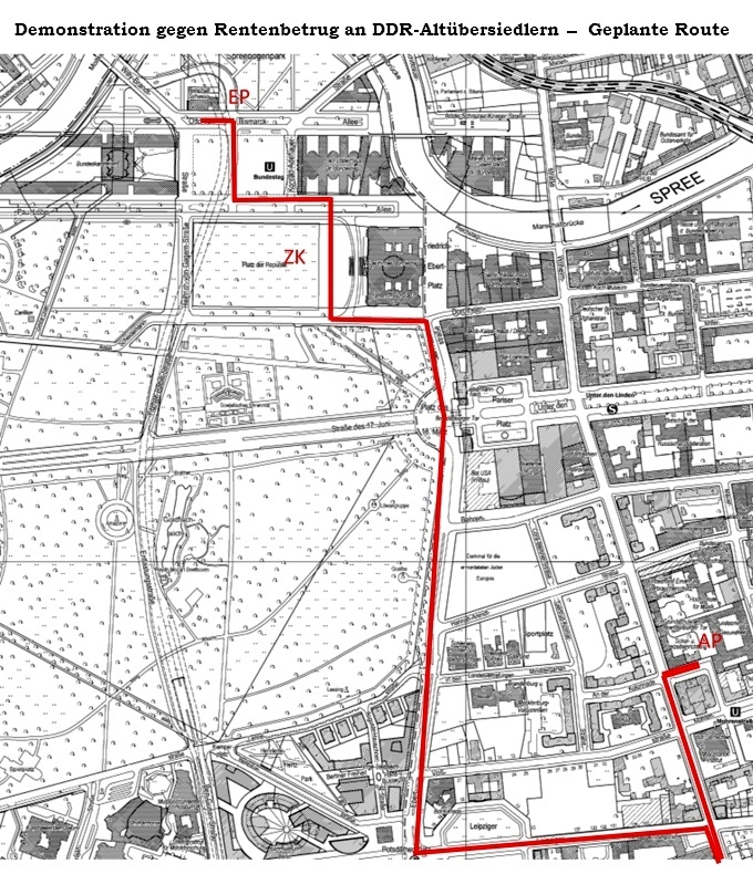 Route der Demo am 21. März 2017